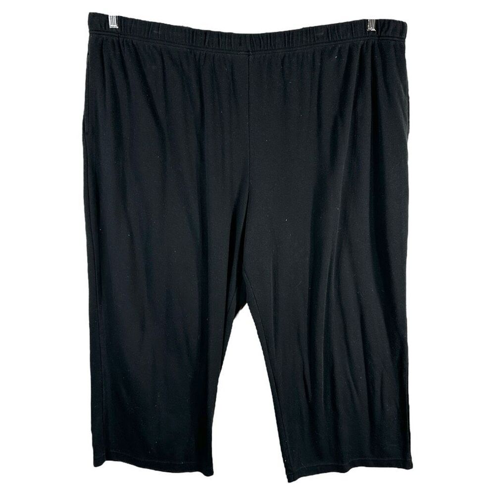 All American Comfort Plus Size 4X‎ Petite Pants Cropped Black Elastic Waist 1389